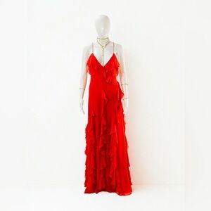 Alice + Olivia by Stacey Bendet Size 4, Elegant Red Ruffled Evening Gown